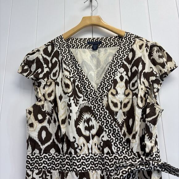 Tommy Hilfiger Womens Boho Jungle Tribal Earthy Midi Wrap Around Dress Size XL - Picture 2 of 14